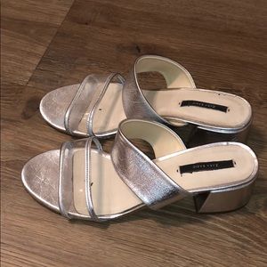 Zara Metallic Low Heels, Size 8